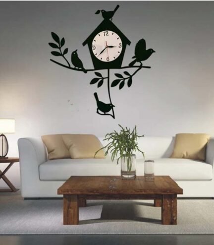 Birds with Nest Large Wall Clock | Charming Home Decor | Nature-Inspired Wall Art