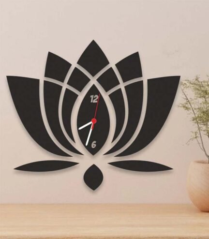 " Black Flower Wall Clock | Elegant Floral Design | Modern Home Decor"