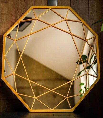 Elegant Gold Carved Circle Wall Mirror for Living Room & Bedroom