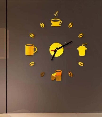 3D Acrylic Coffee Cup DIY Wall Clock - Unique Home Decor Idea