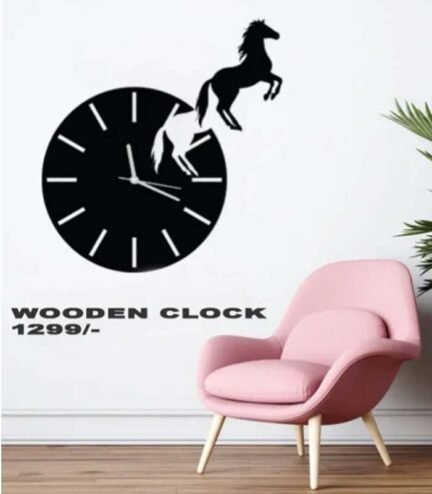 Wooden Horse Wall Clock - Rustic & Elegant Home Decor