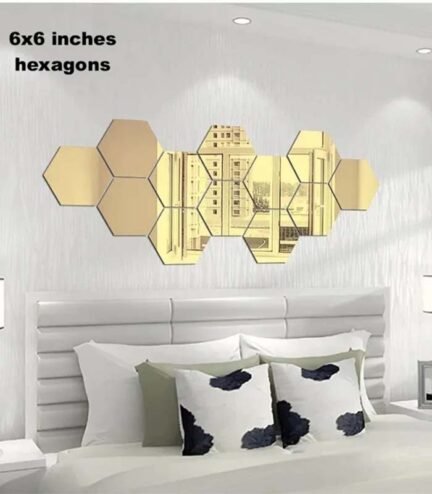 Stylish Gold Acrylic Hexagon Wall Decor Mirror - Unique Wall Decorations