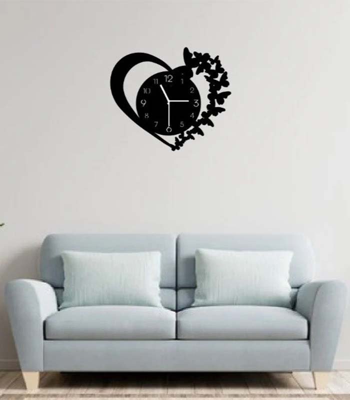 "Heart with Butterflies Wall Clock – Elegant Home Decor"