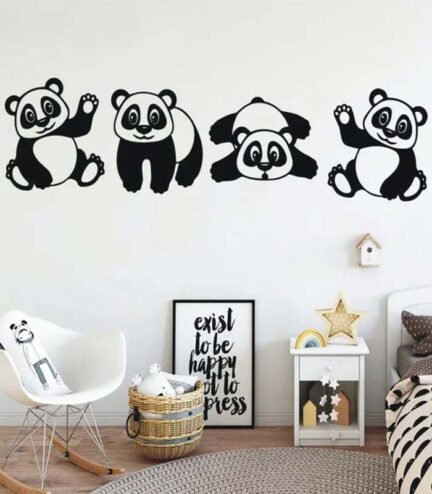 Cute Acrylic Panda Baby Wall Decor | Adorable Kids Room Art | Playful Nursery Decoration