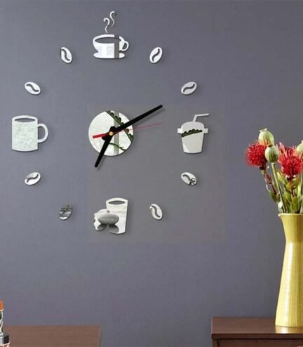 3D Acrylic Coffee Cup DIY Wall Clock - Unique Home Decor Idea